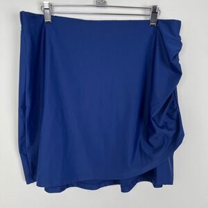 Quince Navy Blue Swim Cover Up Wrap Skirt XL Ruched Side‎ Flounce Hem